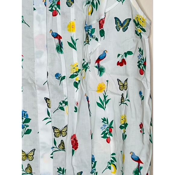 NWT Ann Taylor Sleeveless Floral Butterfly Bird Blouse Size MEDIUM - Picture 4 of 7